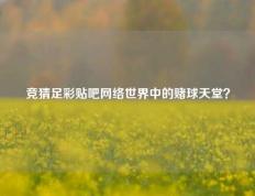竞猜足彩贴吧网络世界中的赌球天堂？