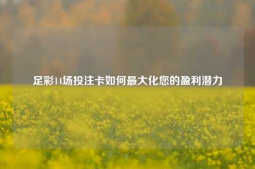 足彩14场投注卡如何最大化您的盈利潜力