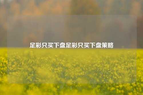 足彩只买下盘足彩只买下盘策略