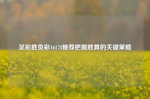 足彩胜负彩16178推荐把握胜算的关键策略