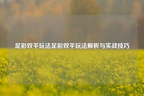 足彩双平玩法足彩双平玩法解析与实战技巧