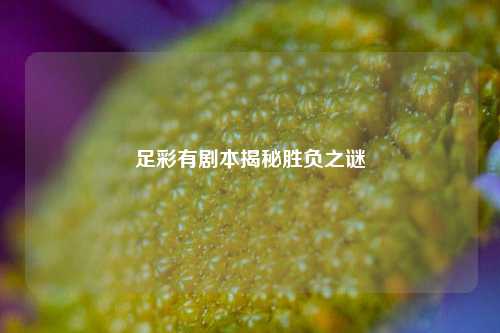 足彩有剧本揭秘胜负之谜