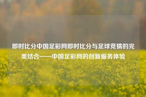 即时比分中国足彩网即时比分与足球竞猜的完美结合——中国足彩网的创新服务体验